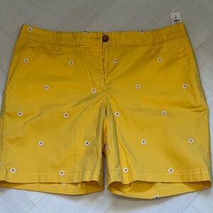 Talbots Yellow Daisy-Accent Chino Shorts